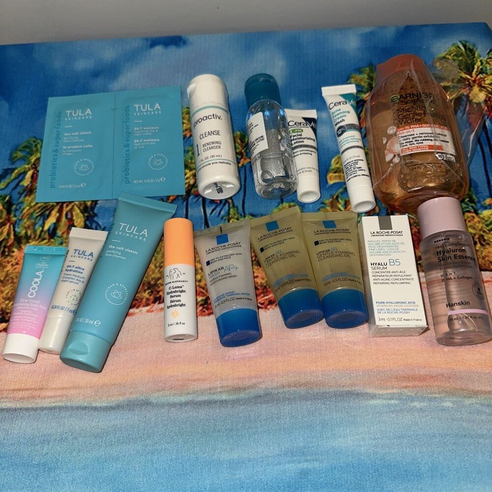 Beauty Skincare Travel/Sample LOT Of 15- Tula, Drunk Elephant, Cerave, La Roche